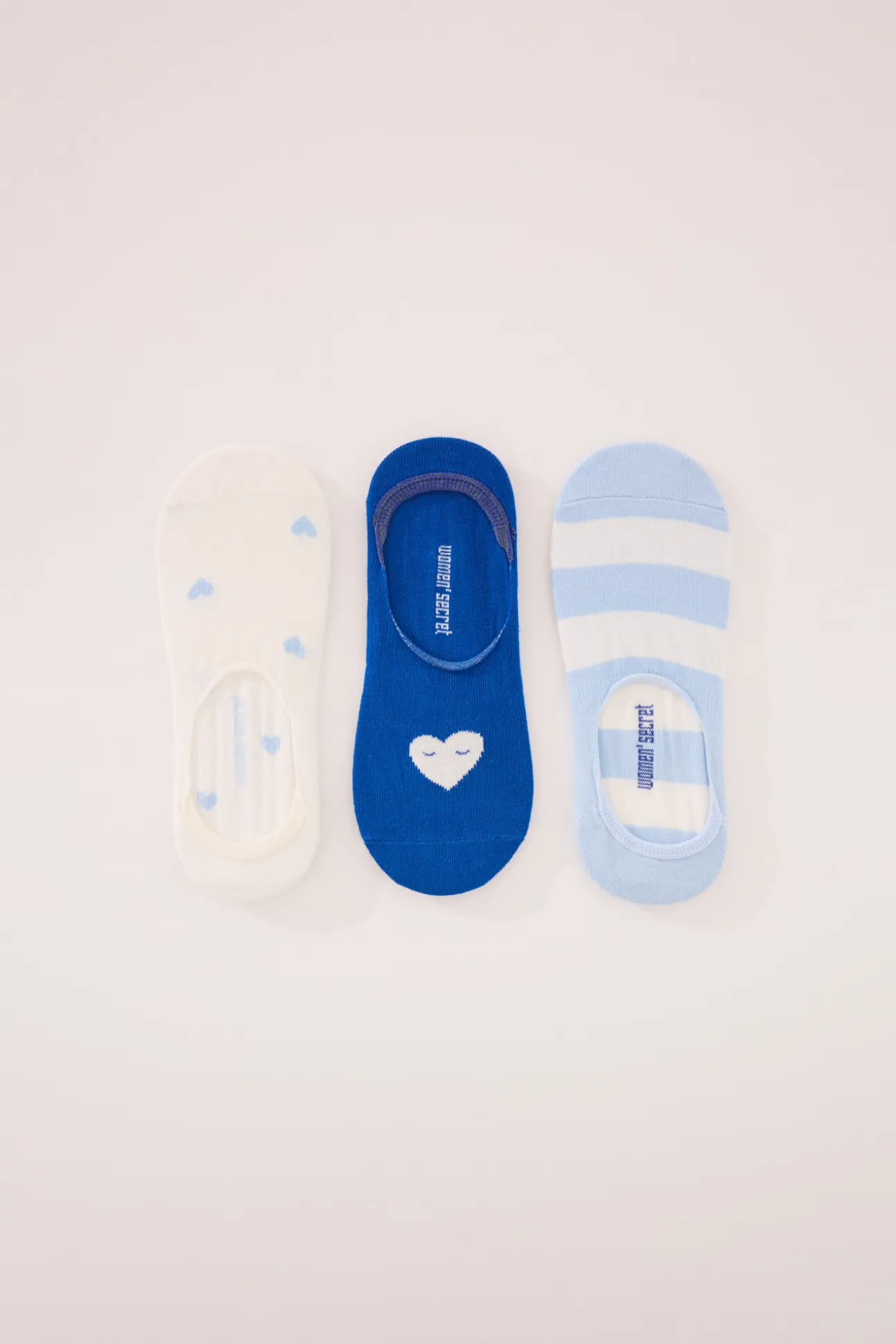 Pack 3 calcetines invisibles algodón print corazones
