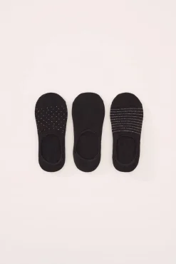 Pack 3 calcetines invisibles algodón negro