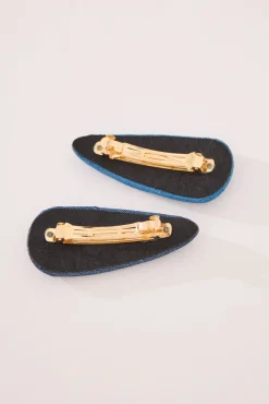 Pack 2 clips pelo denim azul