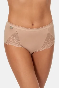 Pack de 2 bragas altas de algodón elástico con encaje