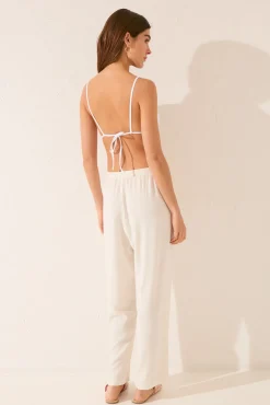 Pantalón Capri lino blanco