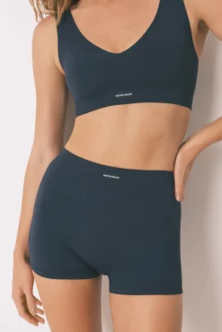 Pantalón corto canalé azul oscuro