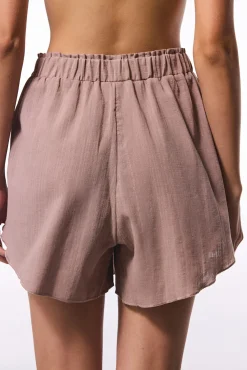 Pantalón corto cintura elástica marrón