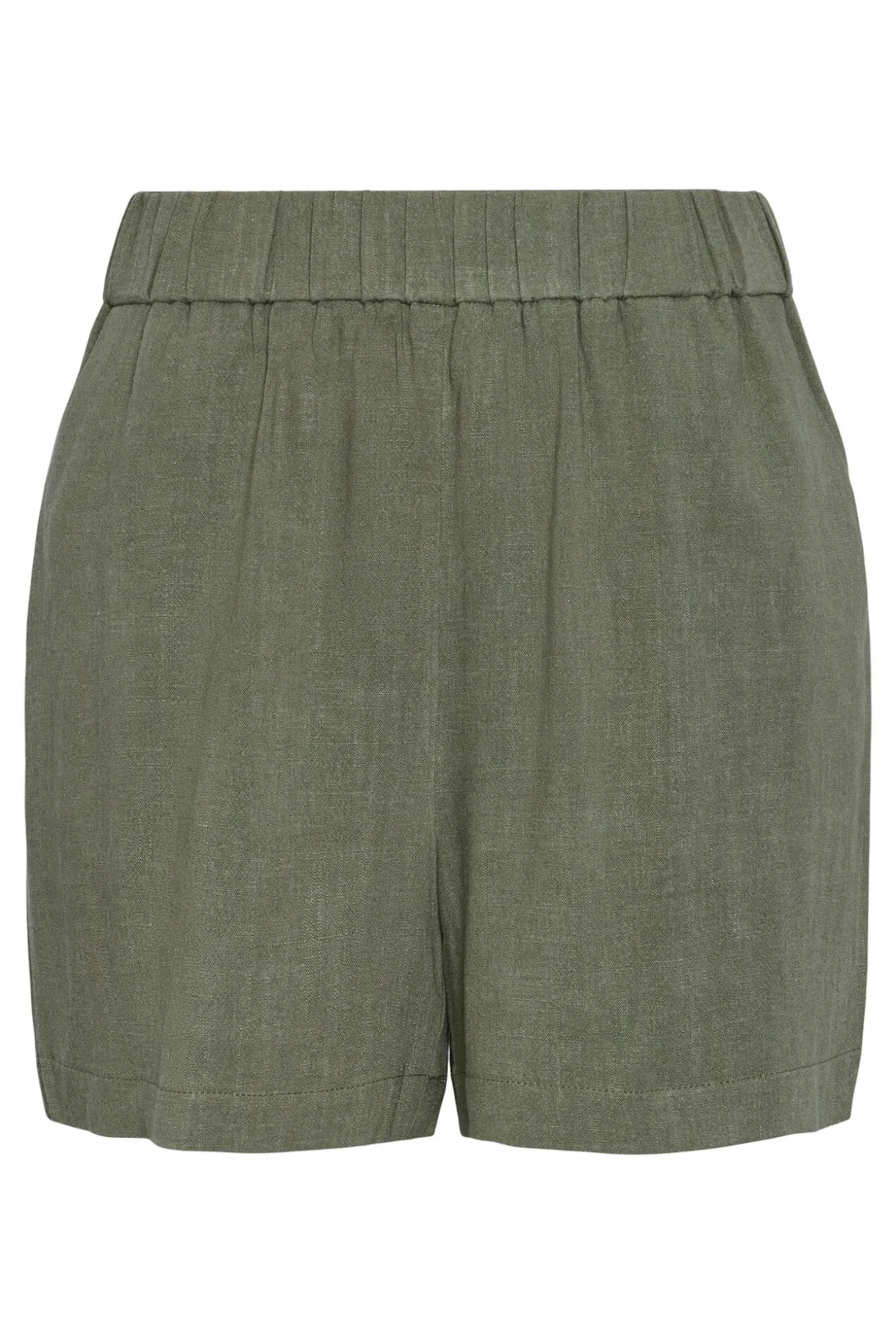 Pantalón corto de lino con cintura elástica