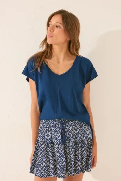 Pantalón corto estampado sello azul
