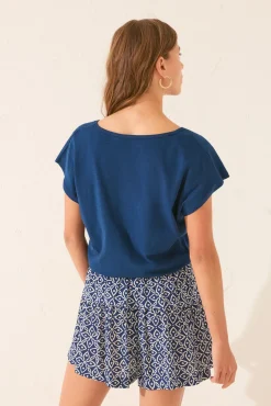 Pantalón corto estampado sello azul