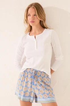Pantalón corto viscosa estampado azul