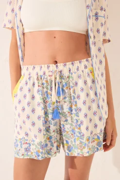 Pantalón corto viscosa patchwork multicolor