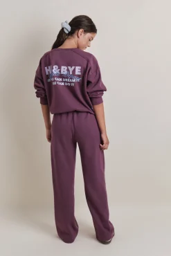 Pantalón flare felpa algodón vino