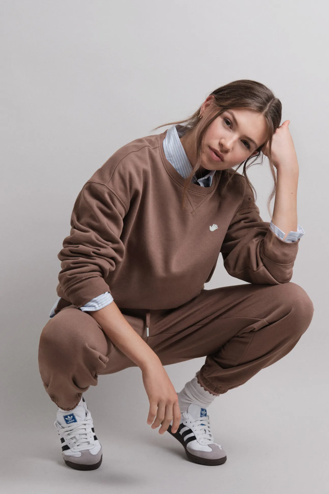 Pantalón jogger felpa algodón marrón
