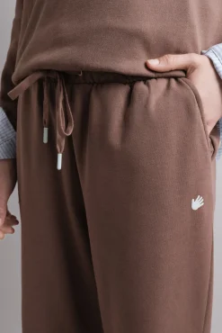 Pantalón jogger felpa algodón marrón