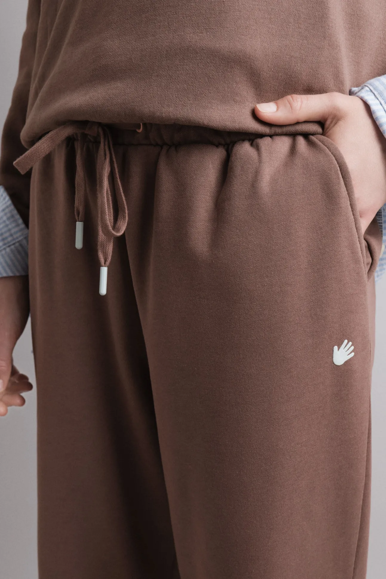 Pantalón jogger felpa algodón marrón