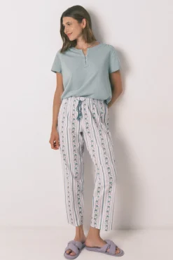 Pantalón largo carrot 100% algodón cenefas