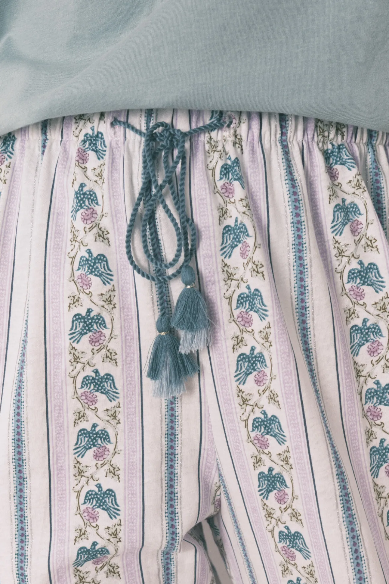 Pantalón largo carrot 100% algodón cenefas