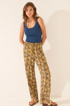 Pantalón largo estampado flores