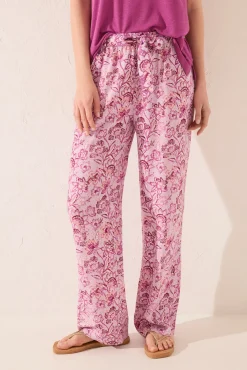 Pantalón largo estampado rosa