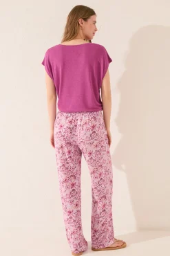 Pantalón largo estampado rosa