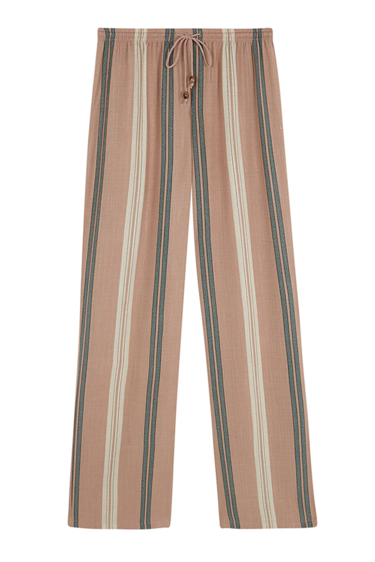 Pantalón largo estampado rayas marrón
