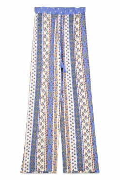 Pantalón largo viscosa cenefas multicolor