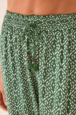 Pantalón largo viscosa estampado geométrico