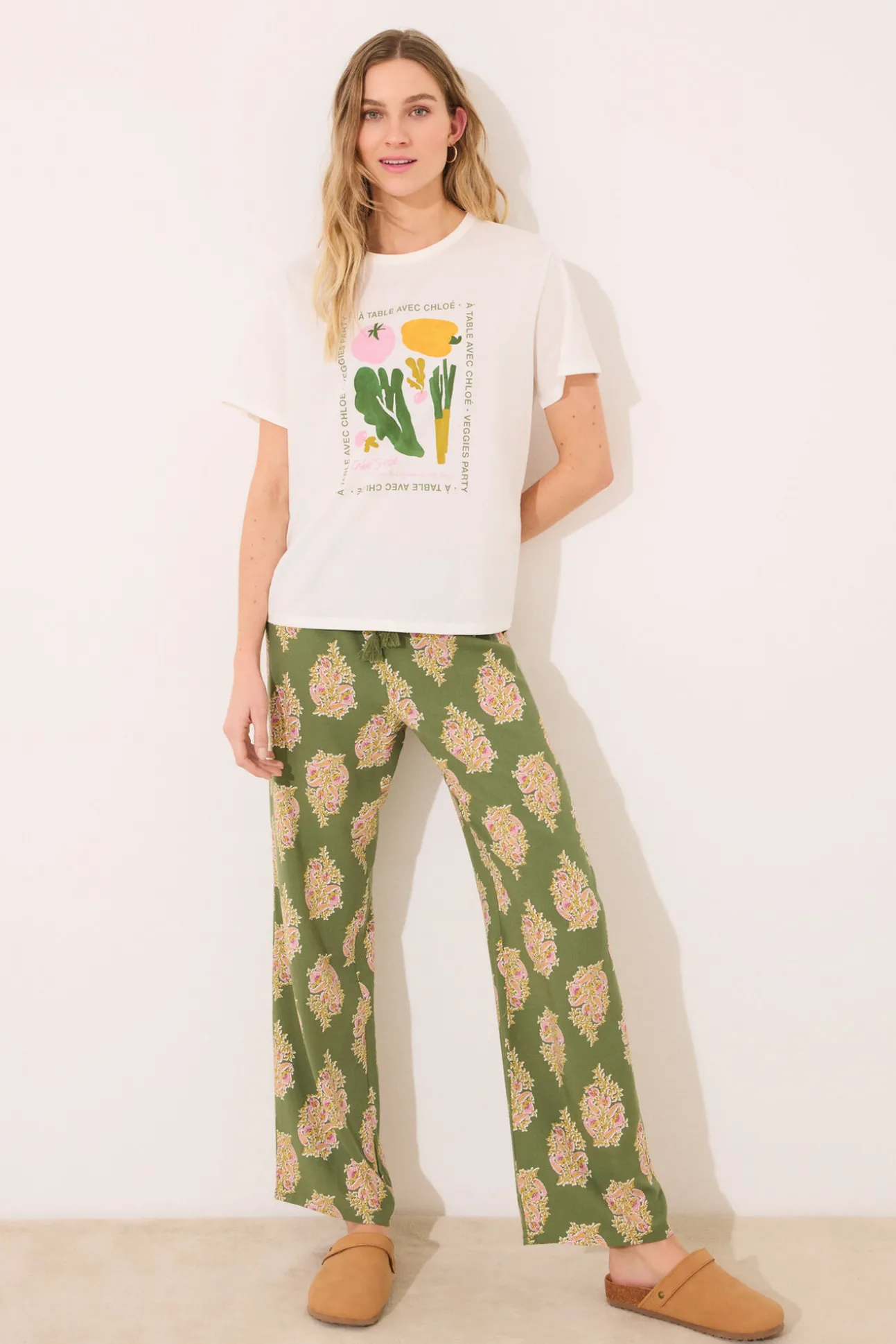 Pantalón largo viscosa flores