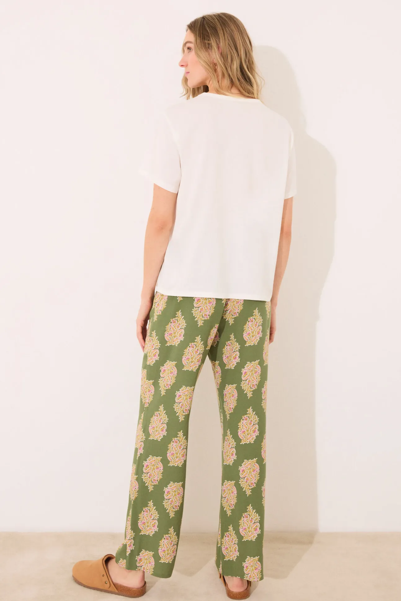 Pantalón largo viscosa flores
