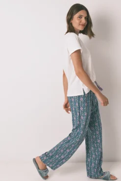 Pantalón largo viscosa print flores