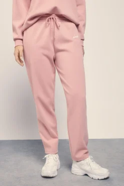 Pantalón recto felpa piqué rosa