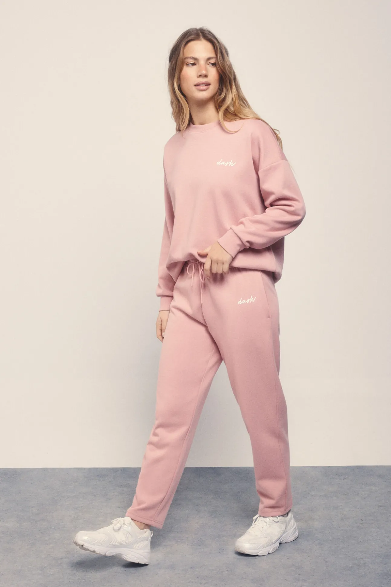 Pantalón recto felpa piqué rosa