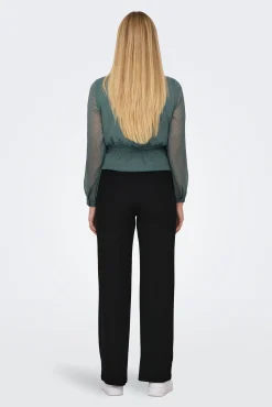 Pantalón wide canalé de tiro alto premamá