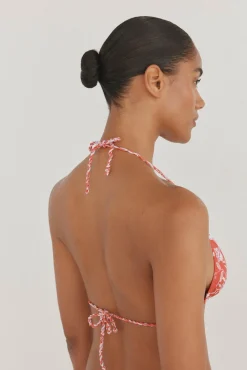 Parte superior bikini triangular estampada
