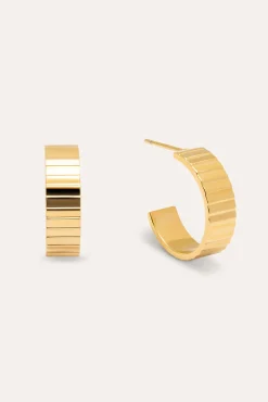 Pendientes Aro Gear Acero Baño Oro