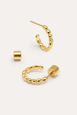 Pendientes Aro Pebble Spark Baño Oro
