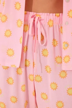 Pijama camisero Capri viscosa rosa soles