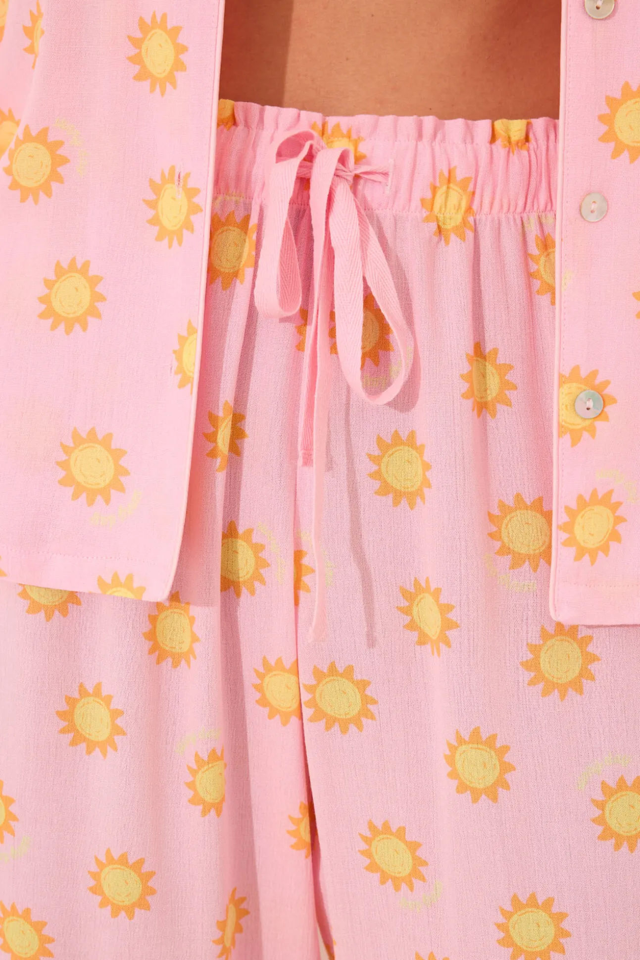 Pijama camisero Capri viscosa rosa soles