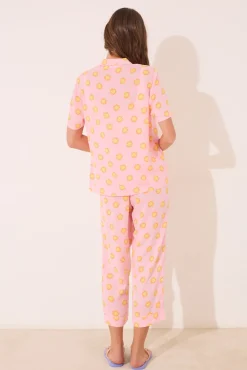 Pijama camisero Capri viscosa rosa soles