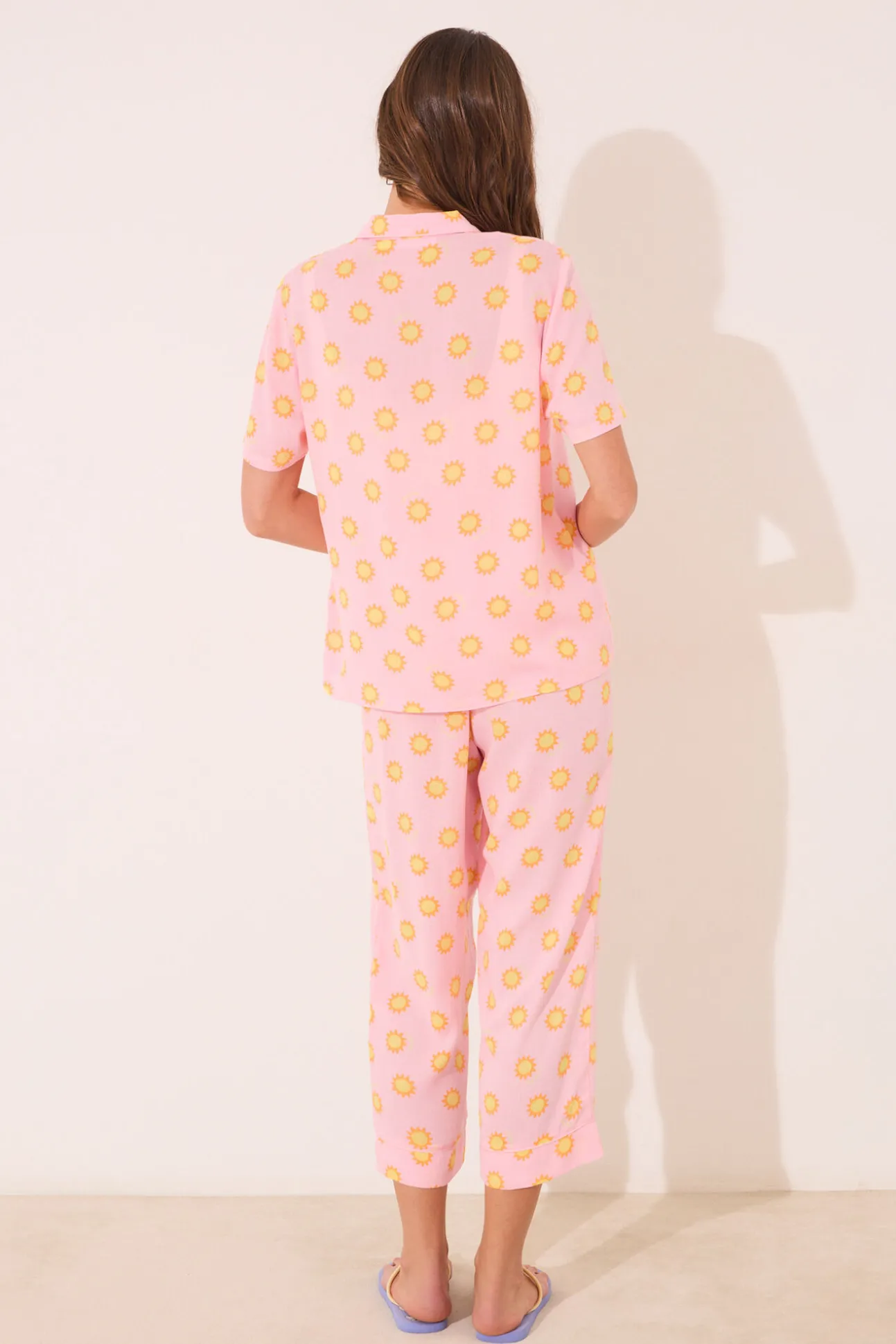 Pijama camisero Capri viscosa rosa soles