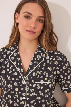 Pijama camisero corto 100% algodón flores