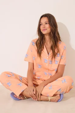 Pijama camisero Lilo & Stitch algodón naranja