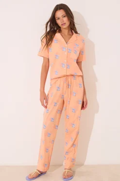 Pijama camisero Lilo & Stitch algodón naranja
