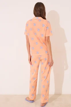Pijama camisero Lilo & Stitch algodón naranja