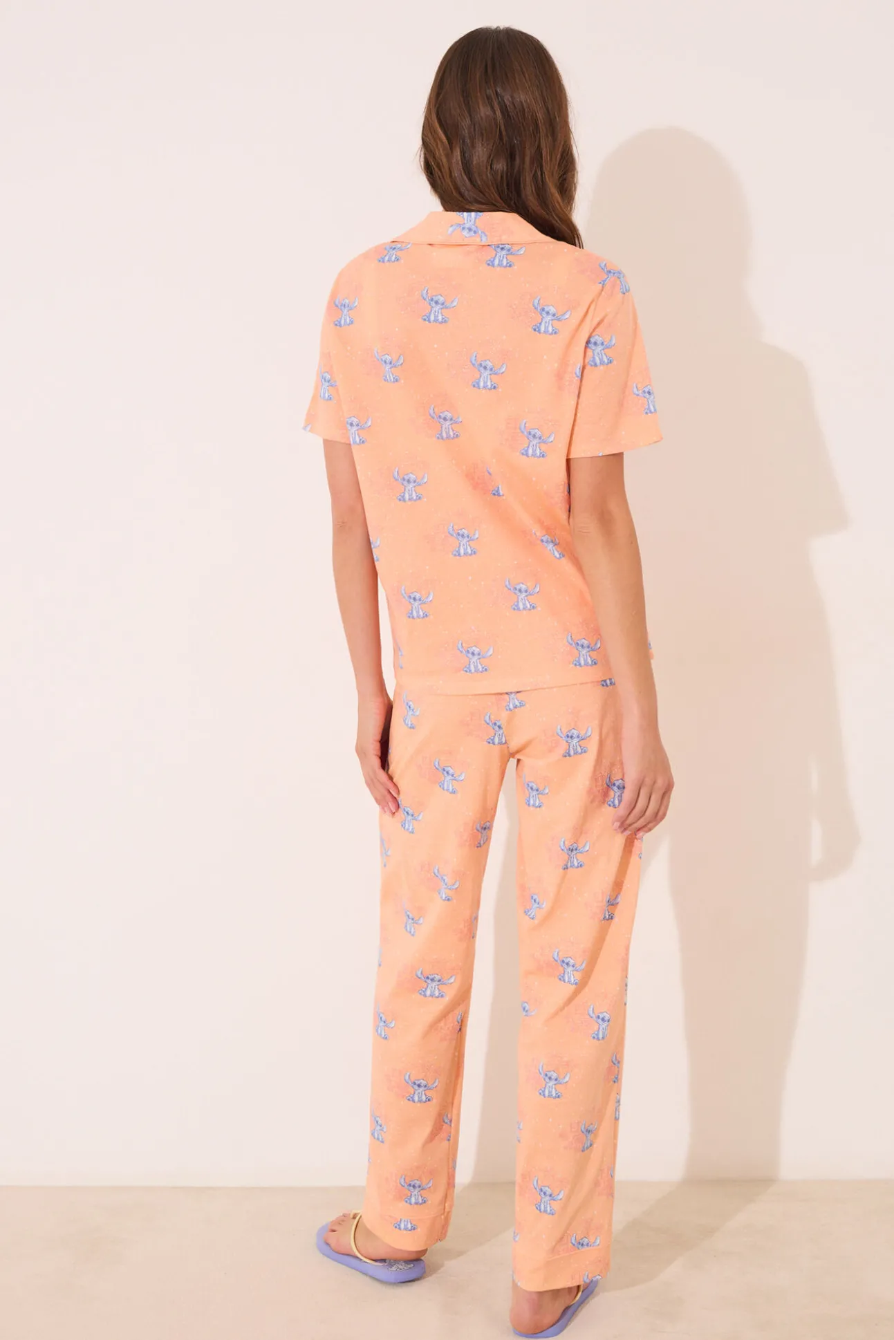 Pijama camisero Lilo & Stitch algodón naranja