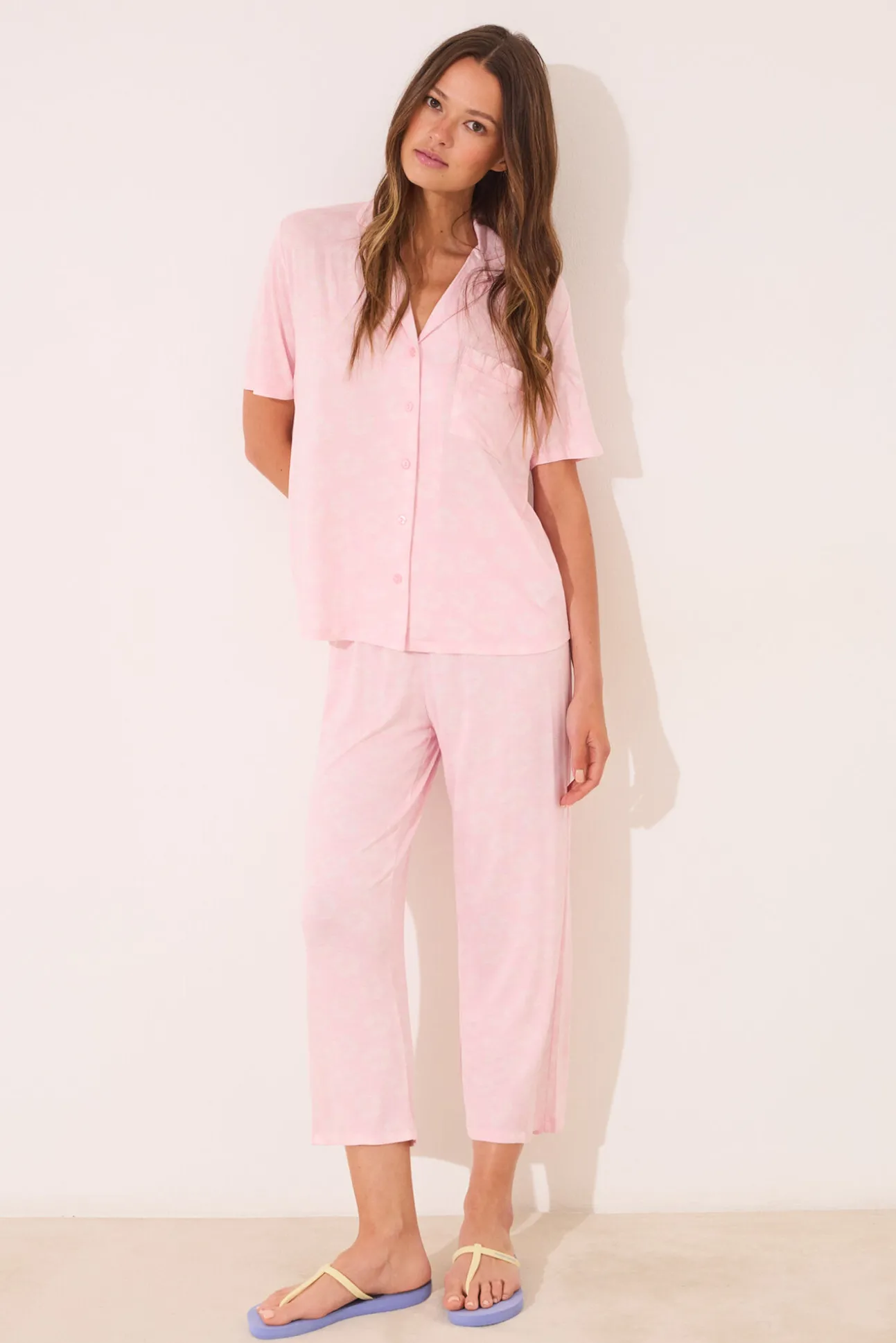 Pijama camisero rosa Capri viscosa