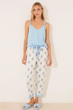 Pijama Capri 100% algodón paisley azul