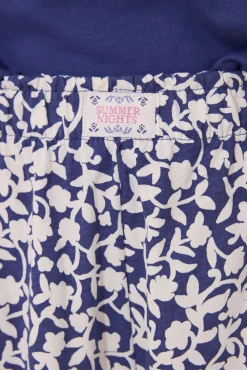 Pijama Capri 100% algodón print azul flores