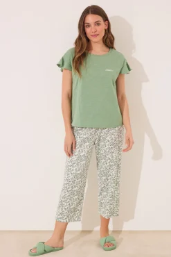 Pijama Capri 100% algodón verde