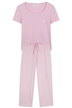 Pijama Capri algodón rosa rayas