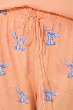 Pijama Capri Lilo & Stitch algodón naranja