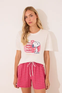 Pijama corto 100% algodón Snoopy rojo