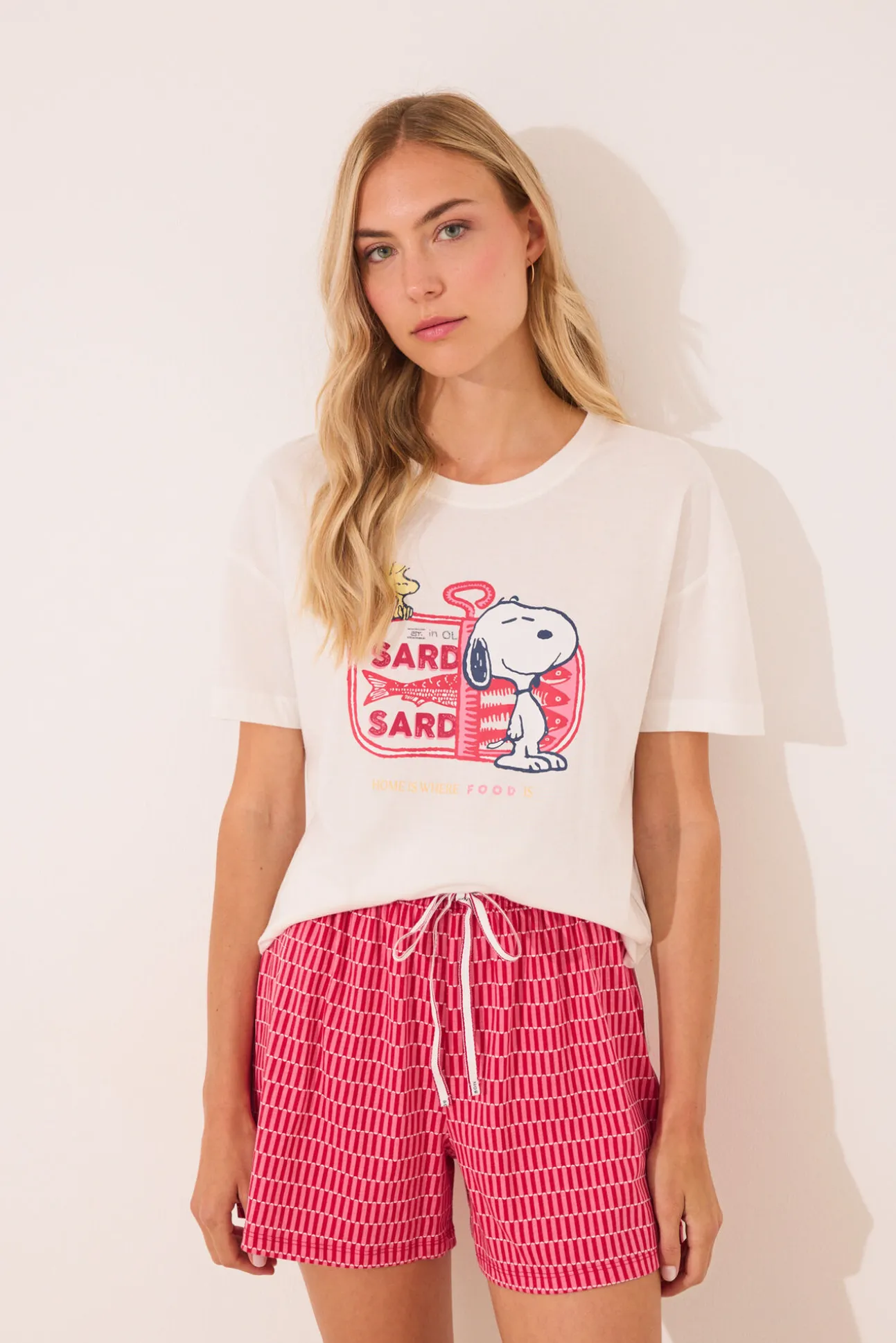 Pijama corto 100% algodón Snoopy rojo
